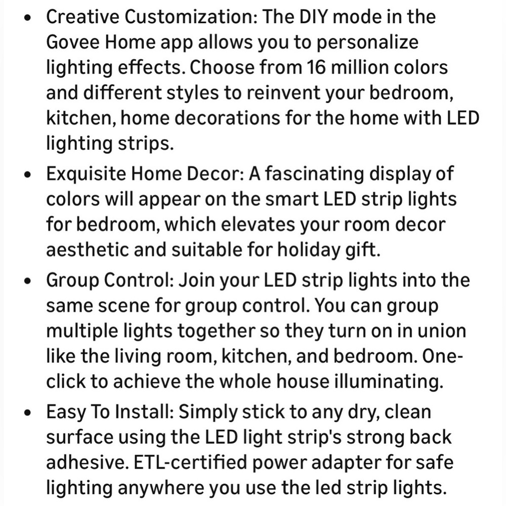 NWT Govee 100ft LED Strip Lights, Bluetooth RGB Lights, App Control, Music Sync - Picture 9 of 16
